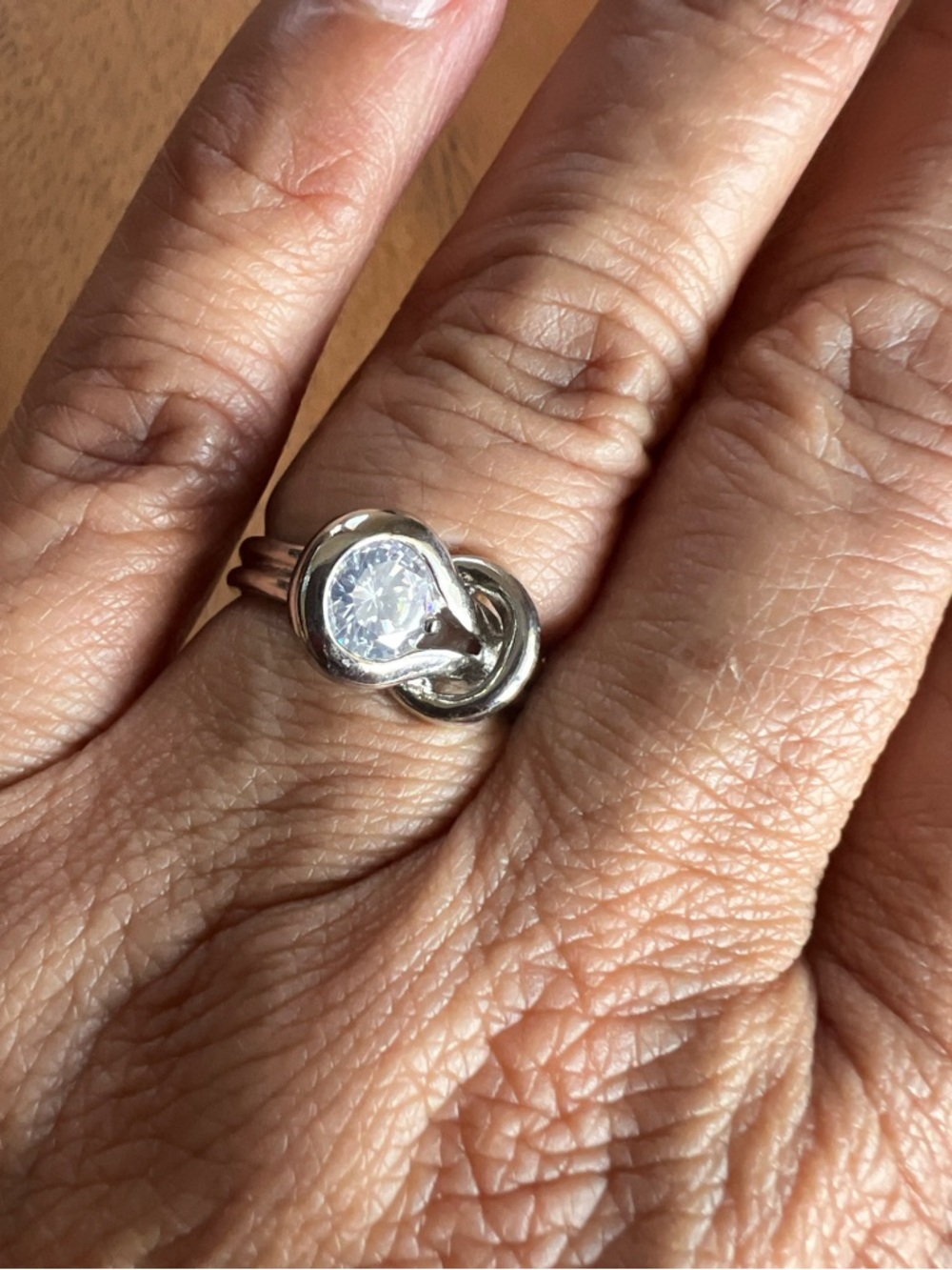 Silver Tone Buckle Style CZ Ring Size 7 #73